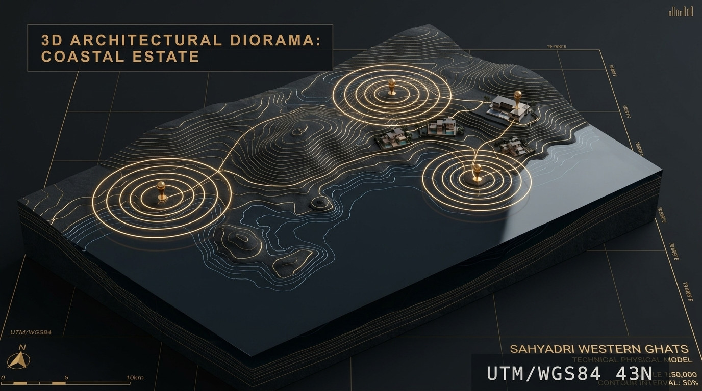 Coastal Raigad & Maritime Belt 3D Topographic Diorama